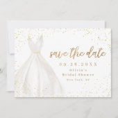 Gold Glitter Elegant Dress slaat de datum op Save The Date (Voorkant)