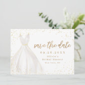 Gold Glitter Elegant Dress slaat de datum op Save The Date (Staand voorkant)