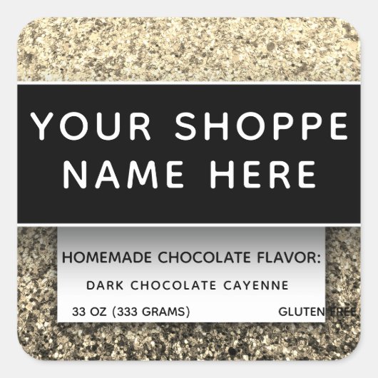 Gold Glitter Elegant Food Container Kandle Label (Voorkant)