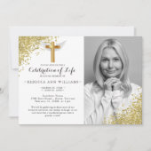 Gold Glitter Elegant Foto's vieren het leven Kaart (Voorkant)