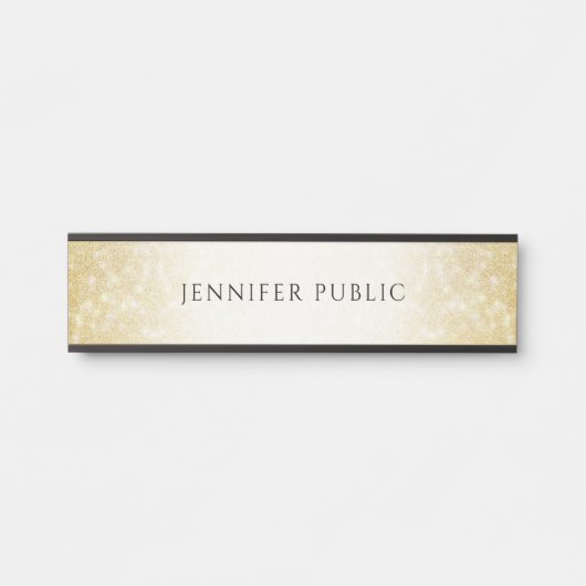 Gold Glitter Elegant Moderne Glamoureuze Sjabloon Deurbordje (Voorkant)