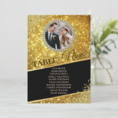 Gold Glitter Elegant Photo Seating Chart Kaart (Staand voorkant)
