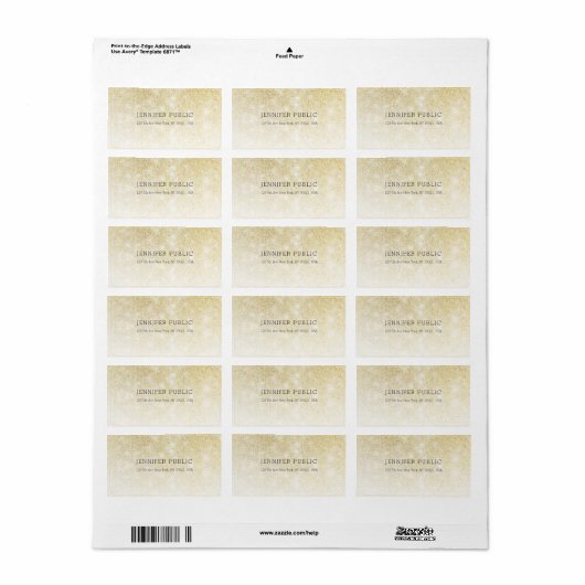 Gold Glitter Elegant Professional Simple Sjabloon Etiket (Full Sheet)
