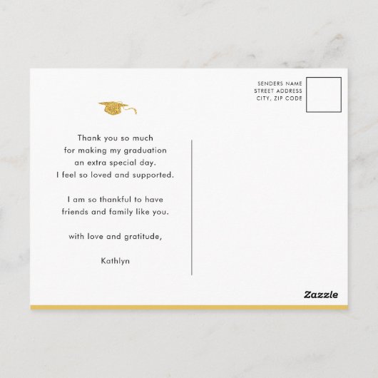 Gold Glitter Elegant Script Afstuderen Bedankt Briefkaart (Achterkant)