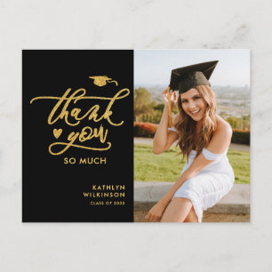 Gold Glitter Elegant Script Afstuderen Bedankt Briefkaart