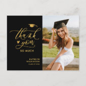 Gold Glitter Elegant Script Afstuderen Bedankt Briefkaart (Voorkant)