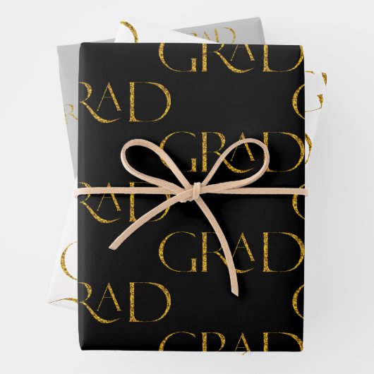 Gold Glitter Elegant Script-Afstuderen Inpakpapier Vel (In situ)