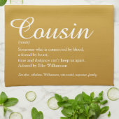 Gold Glitter Elegant Script Cousin-definitie Theedoek (Gevouwen)