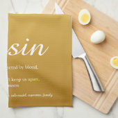 Gold Glitter Elegant Script Cousin-definitie Theedoek (Quarter Fold)