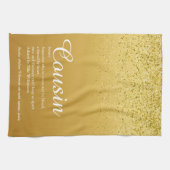 Gold Glitter Elegant Script Cousin-definitie Theedoek (Horizontaal)