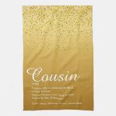 Gold Glitter Elegant Script Cousin-definitie  Theedoek (Verticaal)