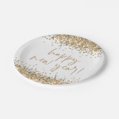 Gold Glitter Elegant Script Happy Nieuwjaar wit Papieren Bordje (Gekanteld)