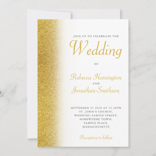 Gold Glitter Elegant Script Weddenschap Kaart (Voorkant)