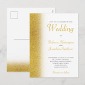 Gold Glitter Elegant Wedding Briefkaart (Voorkant / Achterkant)