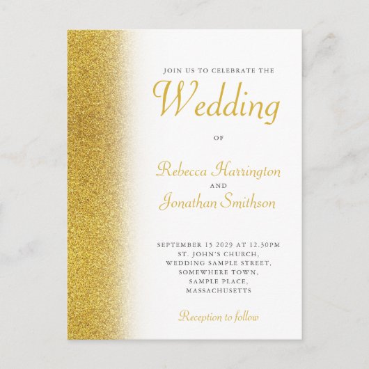 Gold Glitter Elegant Wedding Briefkaart (Voorkant)