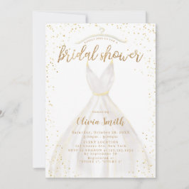 Gold Glitter Elegant Wedding Dress Vrijgezellenfee Kaart