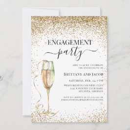 Gold Glitter Elegant Wedding Engagement Party Kaart