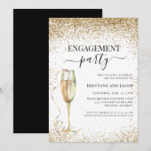 Gold Glitter Elegant Wedding Engagement Party Kaart (Voorkant / Achterkant)