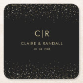 Gold Glitter Elegant Wedding Kartonnen Onderzetters (Voorkant)