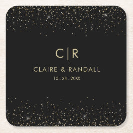 Gold Glitter Elegant Wedding Kartonnen Onderzetters