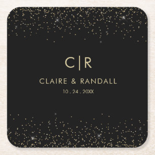 Gold Glitter Elegant Wedding Kartonnen Onderzetters