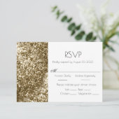Gold Glitter Elegant Wedding RSVP Kaartje (Staand voorkant)