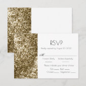 Gold Glitter Elegant Wedding RSVP Kaartje (Voorkant / Achterkant)