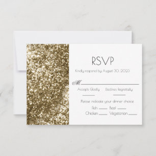 Gold Glitter Elegant Wedding RSVP Kaartje