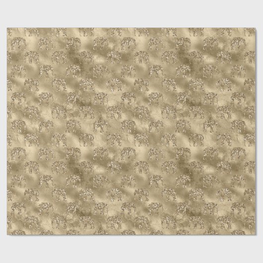 Gold Glitter Elephants Cadeaupapier (Vlak)