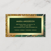 Gold Glitter Emerald Green Marble Make-up Artist Visitekaartje (Achterkant)