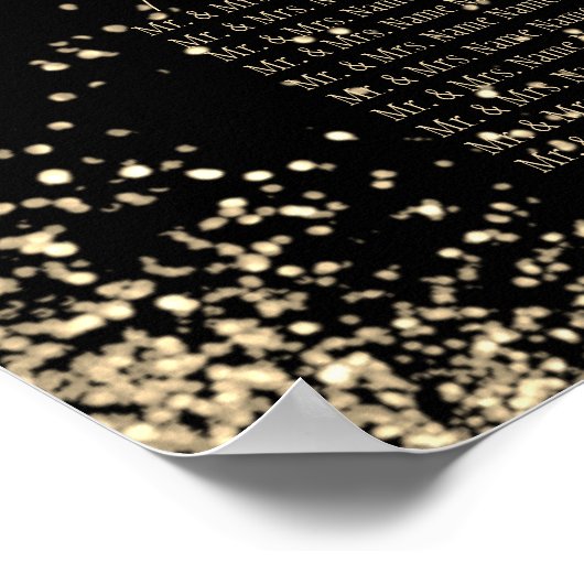 Gold Glitter en Black - 15-zitplaatskaart Poster (Hoek)