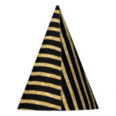Gold Glitter en Black Diagonal Stripes Pattern Feesthoedjes (Achterkant)