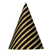 Gold Glitter en Black Diagonal Stripes Pattern Feesthoedjes (Voorkant)