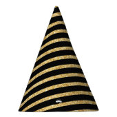 Gold Glitter en Black Diagonal Stripes Pattern Feesthoedjes (Rechts)