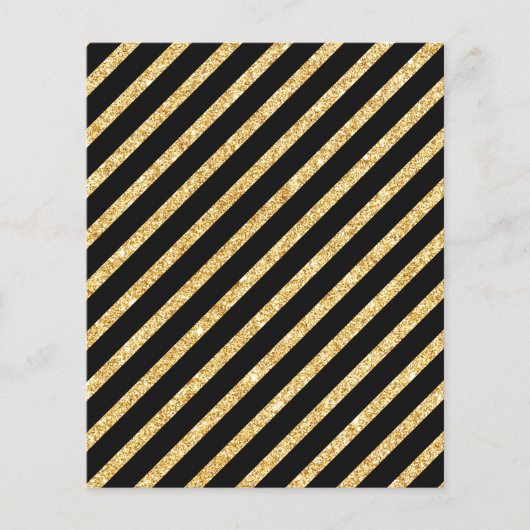 Gold Glitter en Black Diagonal Stripes Pattern Flyer (Voorkant)