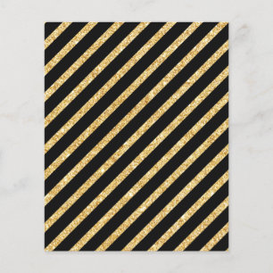 Gold Glitter en Black Diagonal Stripes Pattern Flyer