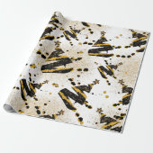 Gold Glitter en Black kerstboompatroon Cadeaupapier (Uitgerold)