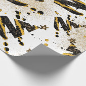 Gold Glitter en Black kerstboompatroon Cadeaupapier (Hoek)
