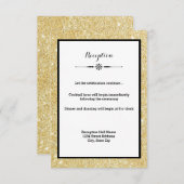 Gold Glitter en Black Lijst-Reception Uitnodiging Informatiekaartje (Voorkant / Achterkant)