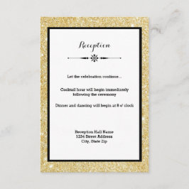 Gold Glitter en Black Lijst-Reception Uitnodiging Informatiekaartje