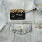 Gold Glitter en Black Logo Company Naamplaatje (In situ)