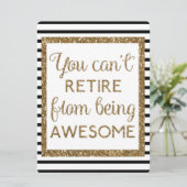 Gold Glitter en Black Modern Retirement Kaart (Staand voorkant)