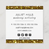 Gold Glitter en Black Stripe Square Visitekaartje (Achterkant)