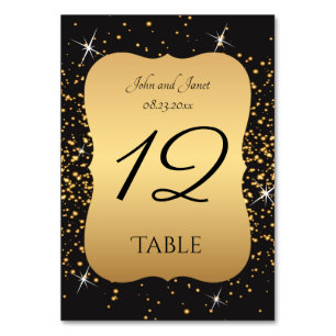 Gold Glitter en Black Table Numbers Kaart