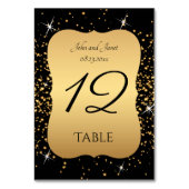 Gold Glitter en Black Table Numbers Kaart (Achterkant)