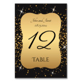 Gold Glitter en Black Table Numbers Kaart (Voorkant)