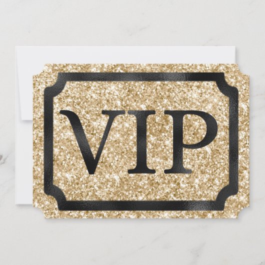 Gold Glitter en Black VIP Event Ticket Kaart (Voorkant)
