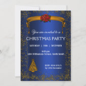Gold Glitter en Blue Kerstmis Kaart (Voorkant)