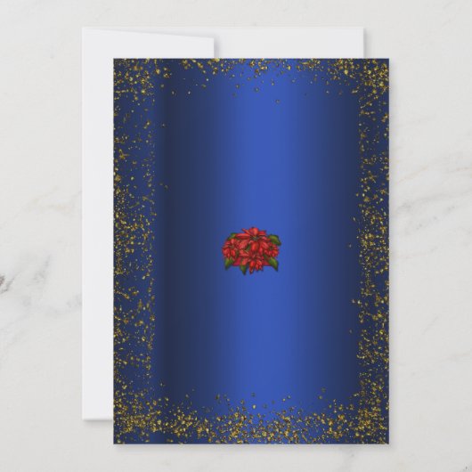 Gold Glitter en Blue Kerstmis Kaart (Achterkant)