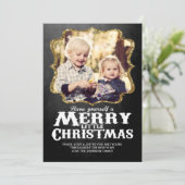 Gold Glitter en Chalkboard kerstfotokaart Feestdagenkaart (Staand voorkant)